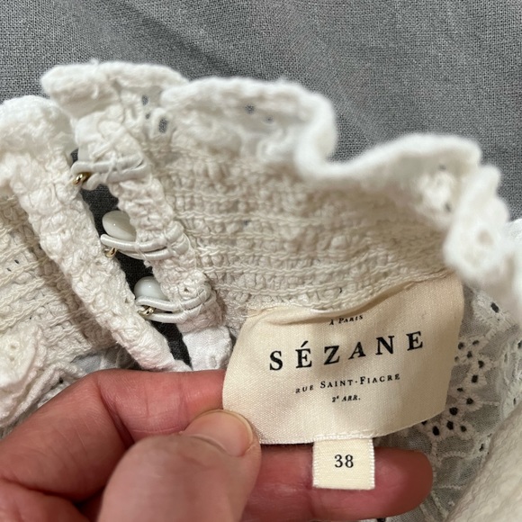 Sezane Cathy Blouse in Ecru Embroidery (38/M) - Picture 6 of 7